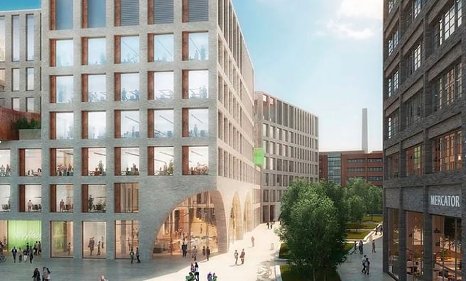 Havainnekuva Helsingin kaupunkiympäristötalosta ja sen tiilijulkisivusta